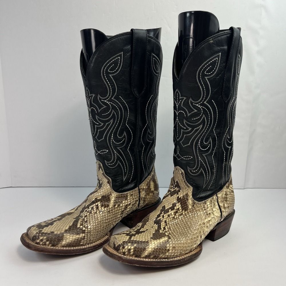 J.B. Dillon Sz 8 D Men's Python Skin Western Cowboy Boots JBR 1001 D Hand Made
